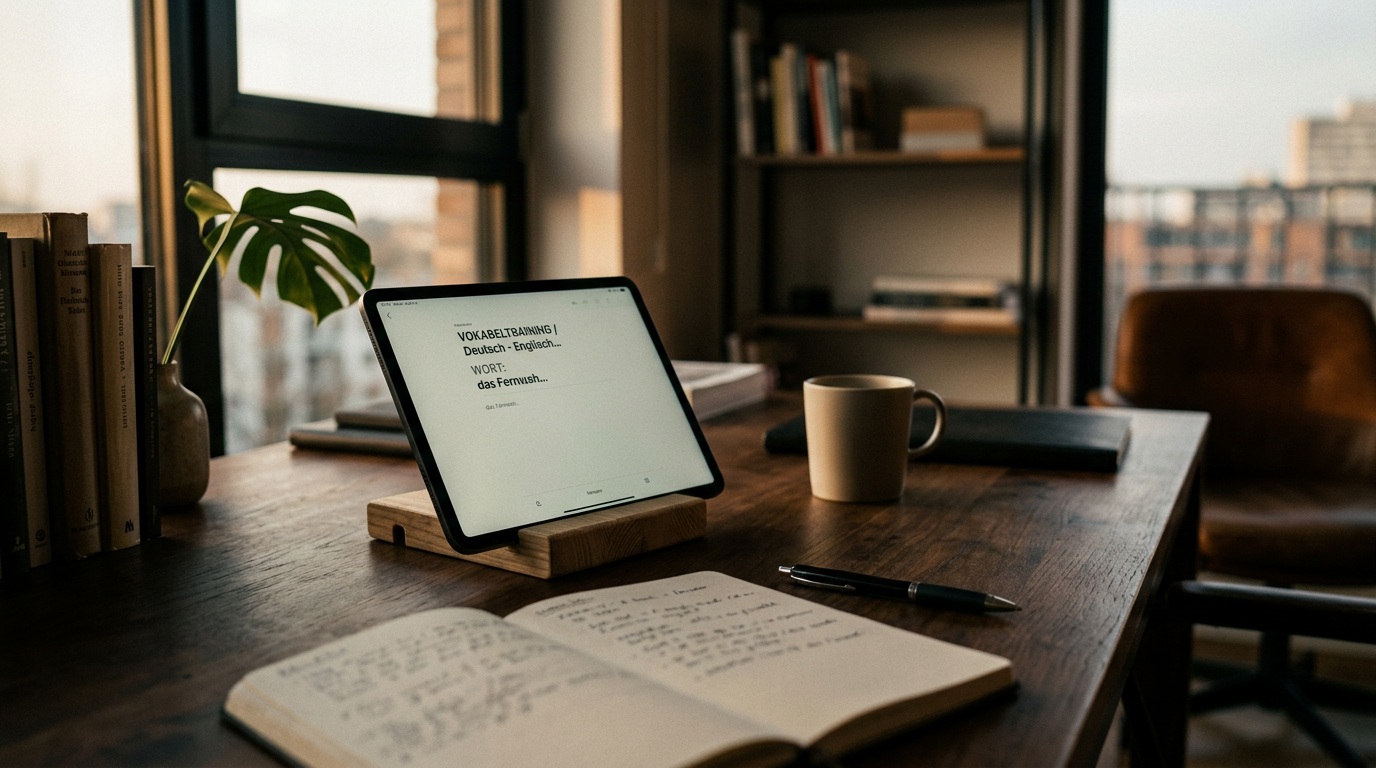 Ein Tablet mit einer App für verteiltes Lernen, ein Beispiel für digitale Abrufstrategien basierend auf wissenschaftlichen Erkenntnissen.