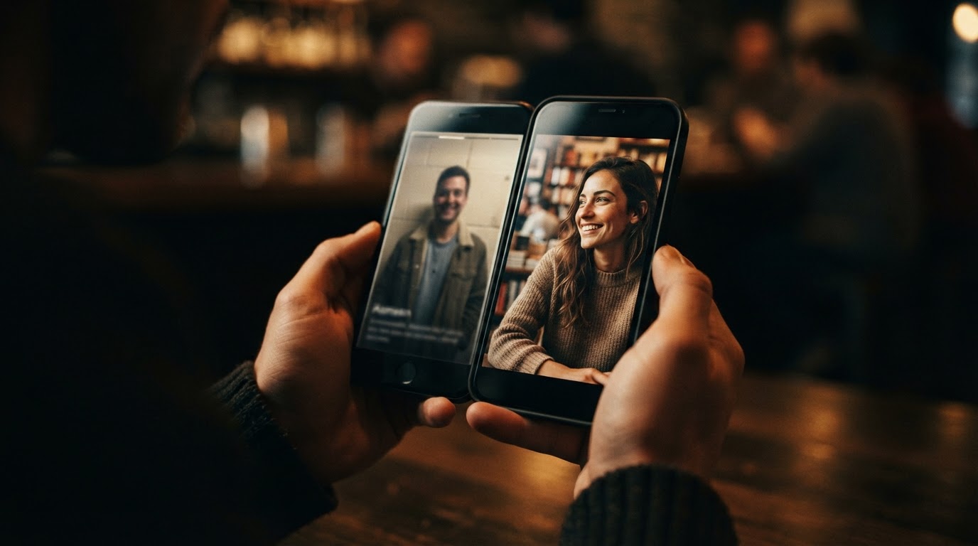 Eksempler på dårlige vs. gode Bumble profilfotos og beskrivelser for kvinder over 35.