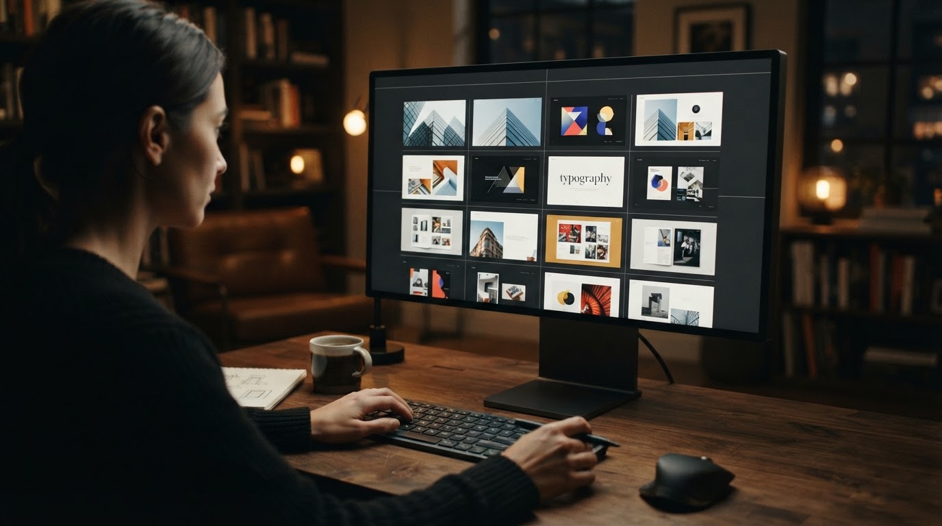 ملف أعمال رقمي احترافي يعرض مشاريع تصميم متنوعة، يوضح أهمية إنشاء ملف أعمال للمصممين.